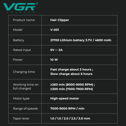 ماكينة قص الشعر المهنية للرجال VGR V-001