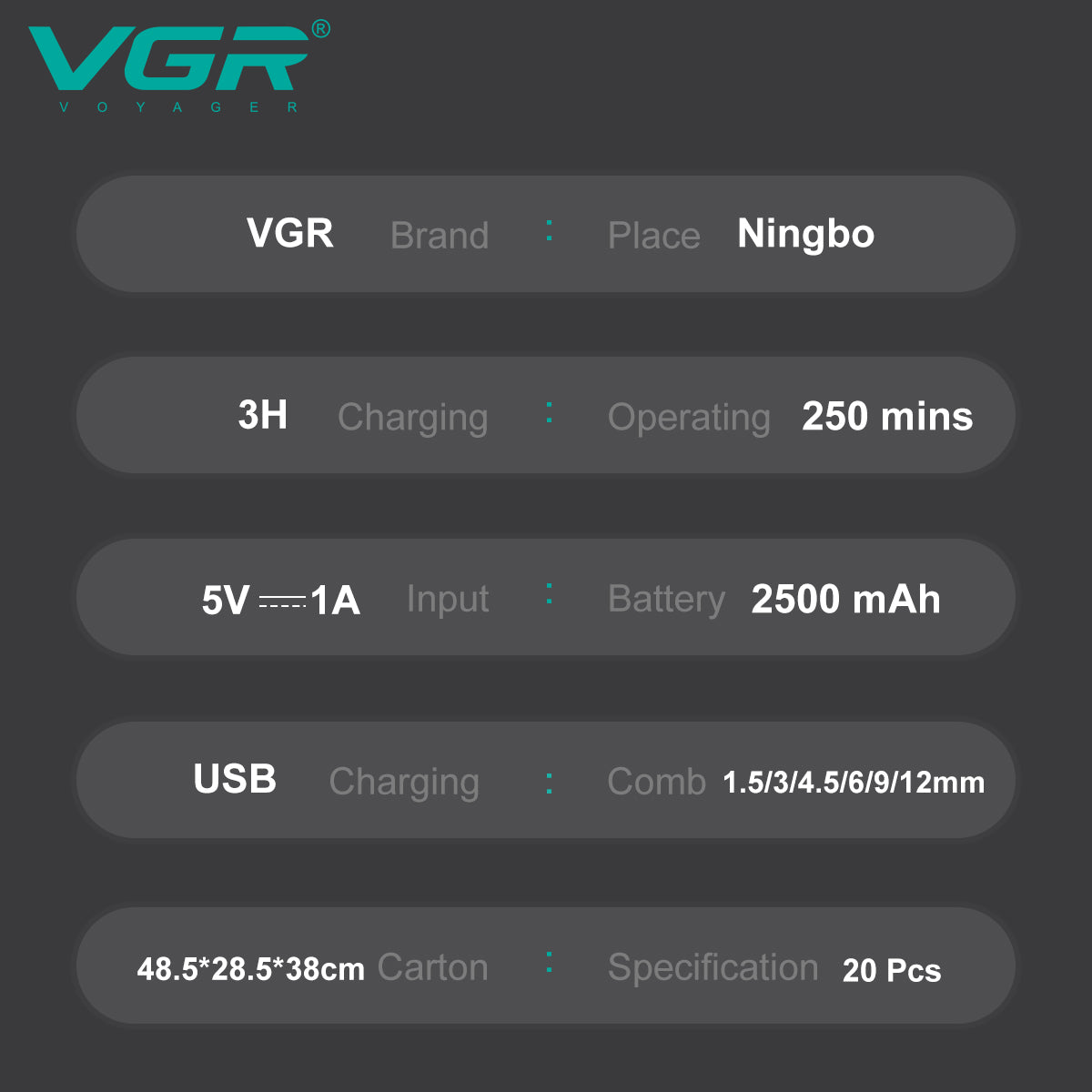 ماكينة قص الشعر المهنية للرجال VGR V-003