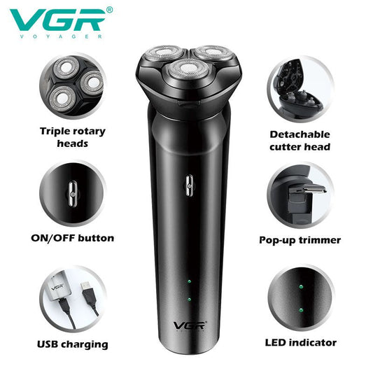 ماكينة حلاقة وتنعيم بشفرات دوارة احترافية للرجال VGR V-312